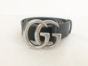 Black Double G Leather Belt Size S