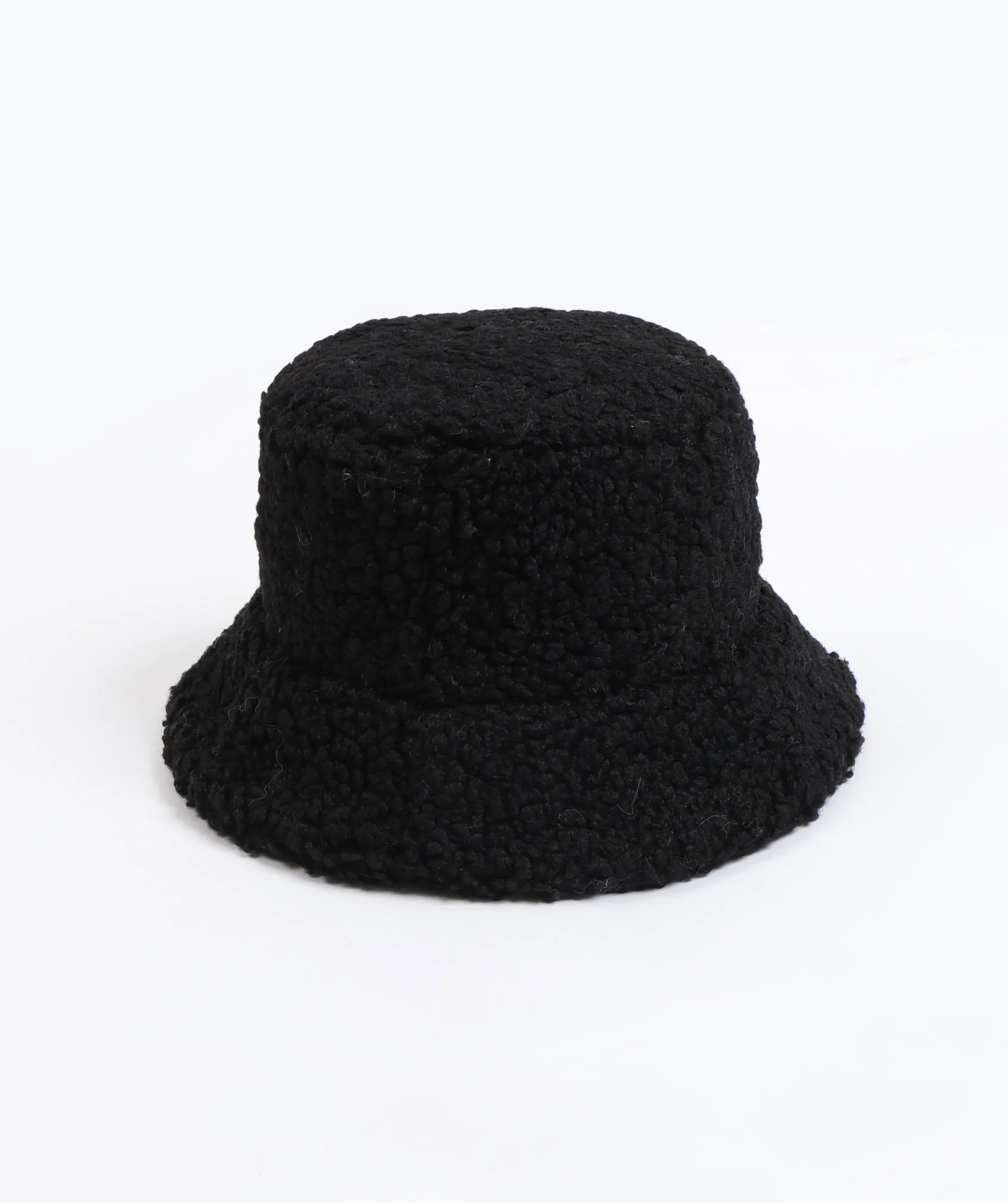 Black Faux Sheepskin Downbrim Hat