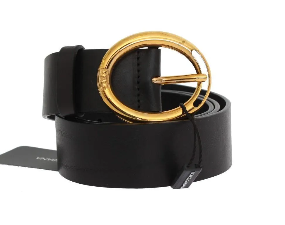 Black Leather Gold Buckle Belt