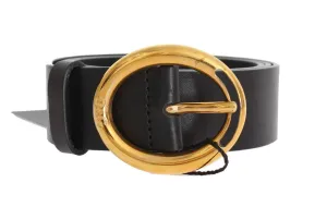 Black Leather Gold Buckle Belt
