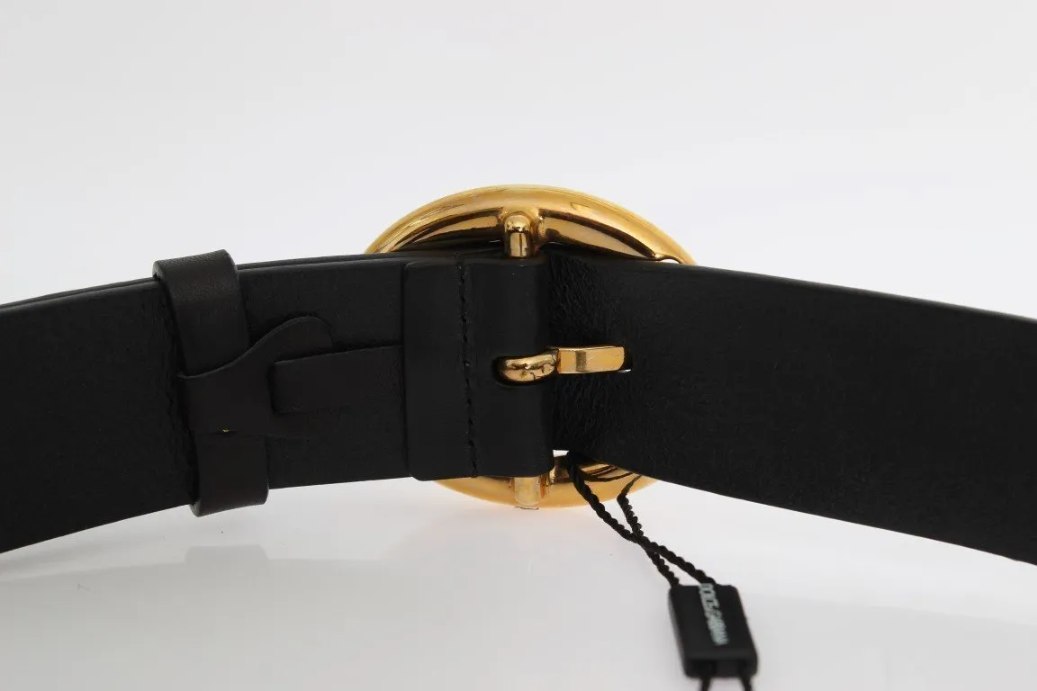 Black Leather Gold Buckle Belt
