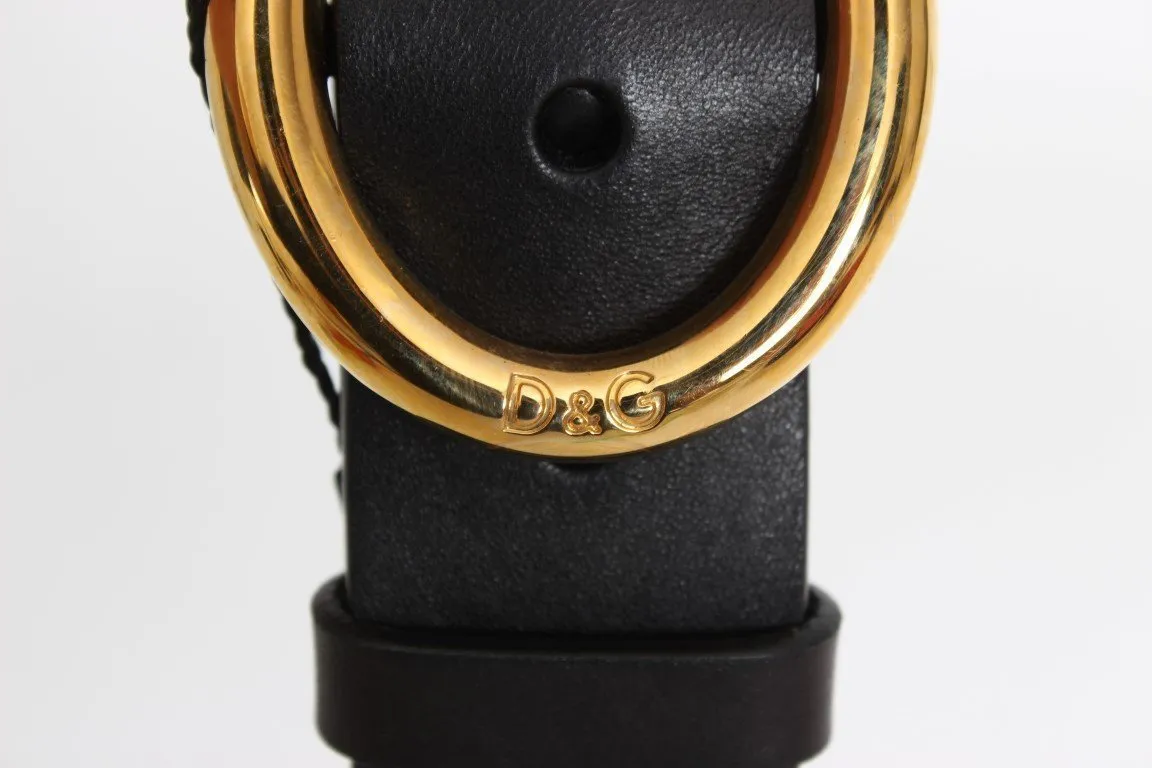 Black Leather Gold Buckle Belt