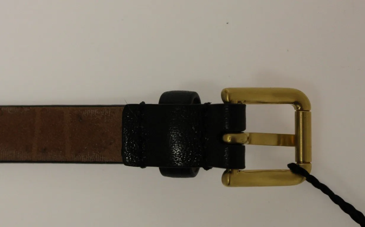 Black Leather Logo Belt
