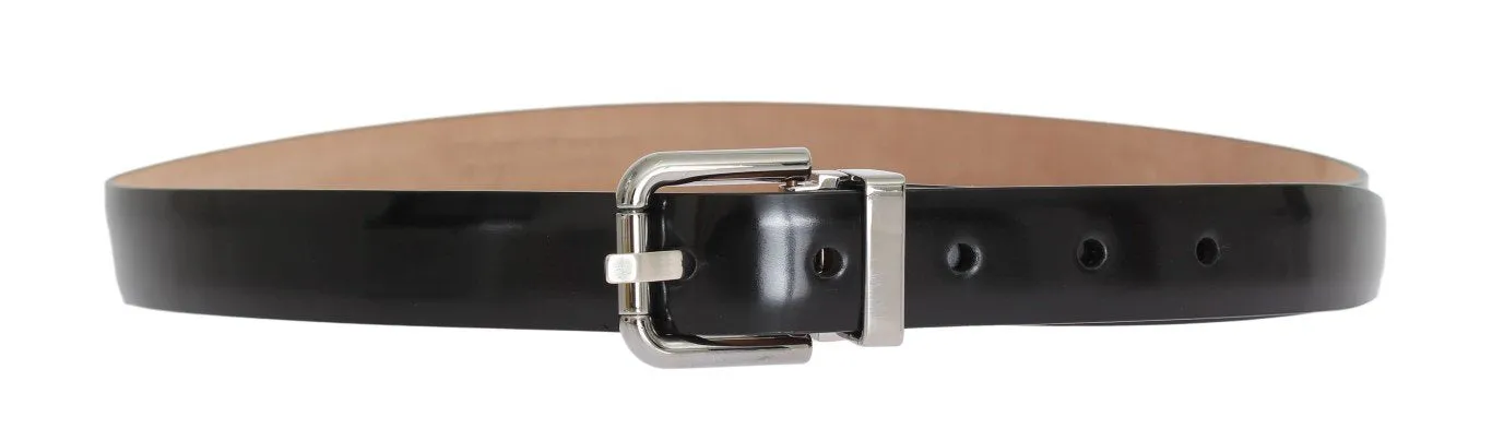 Black Leather Silver Buckle Belt