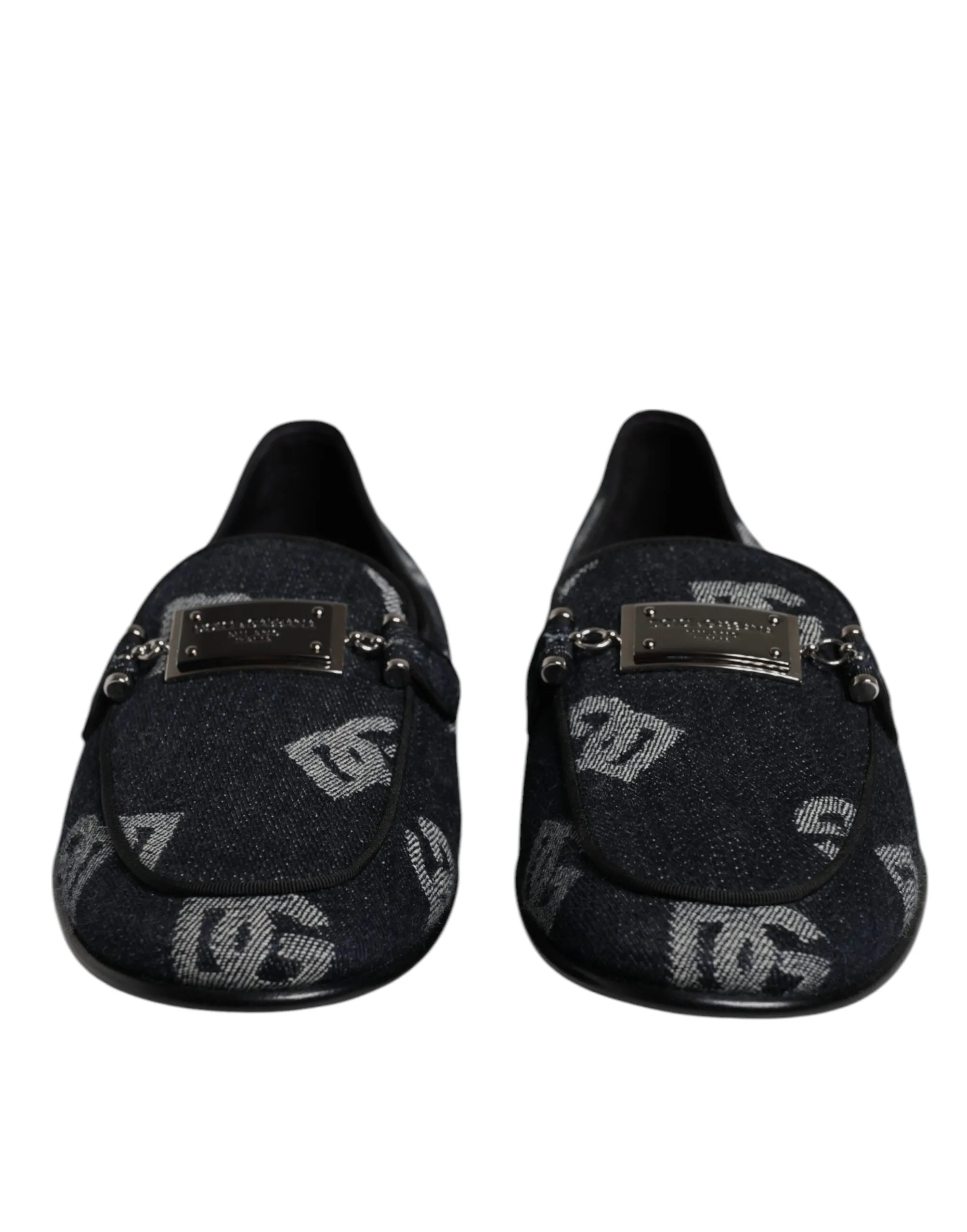 Black Logo Cotton Loafers Formal Dress Shoes