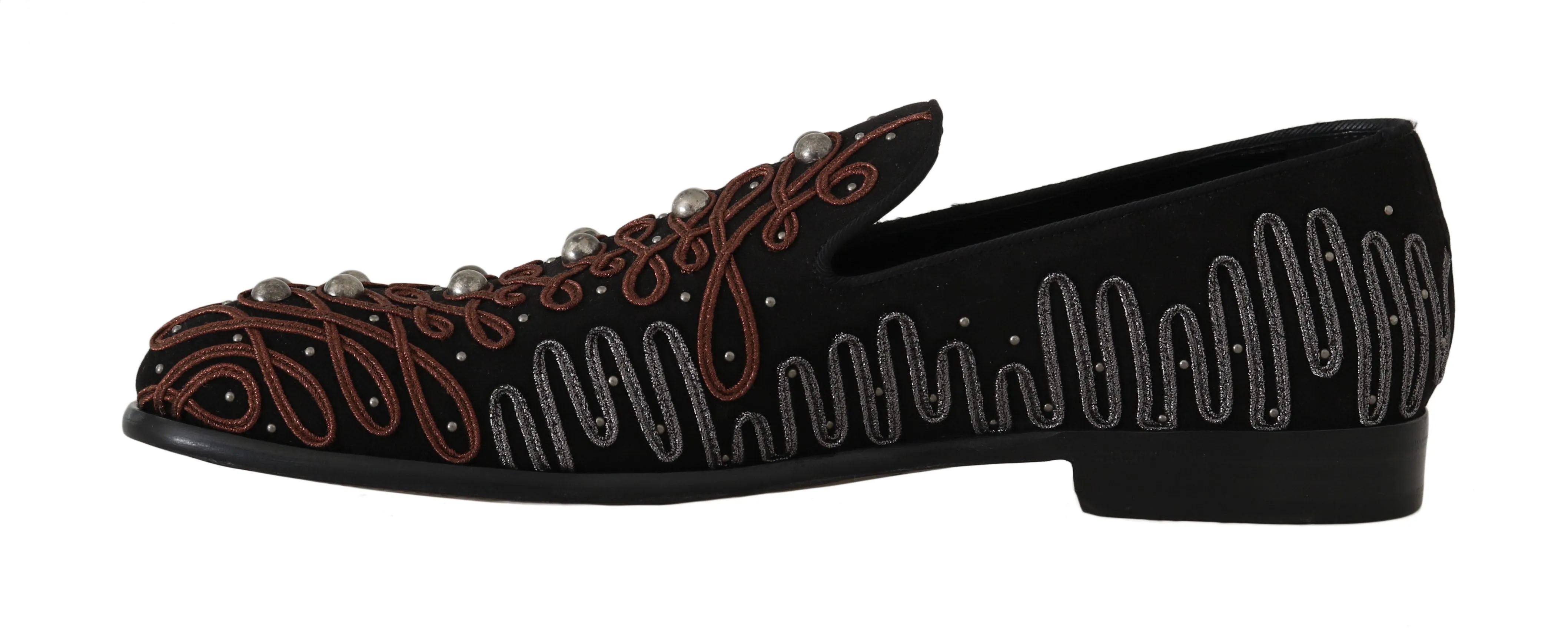Black Suede Ricamo Loafers Slides