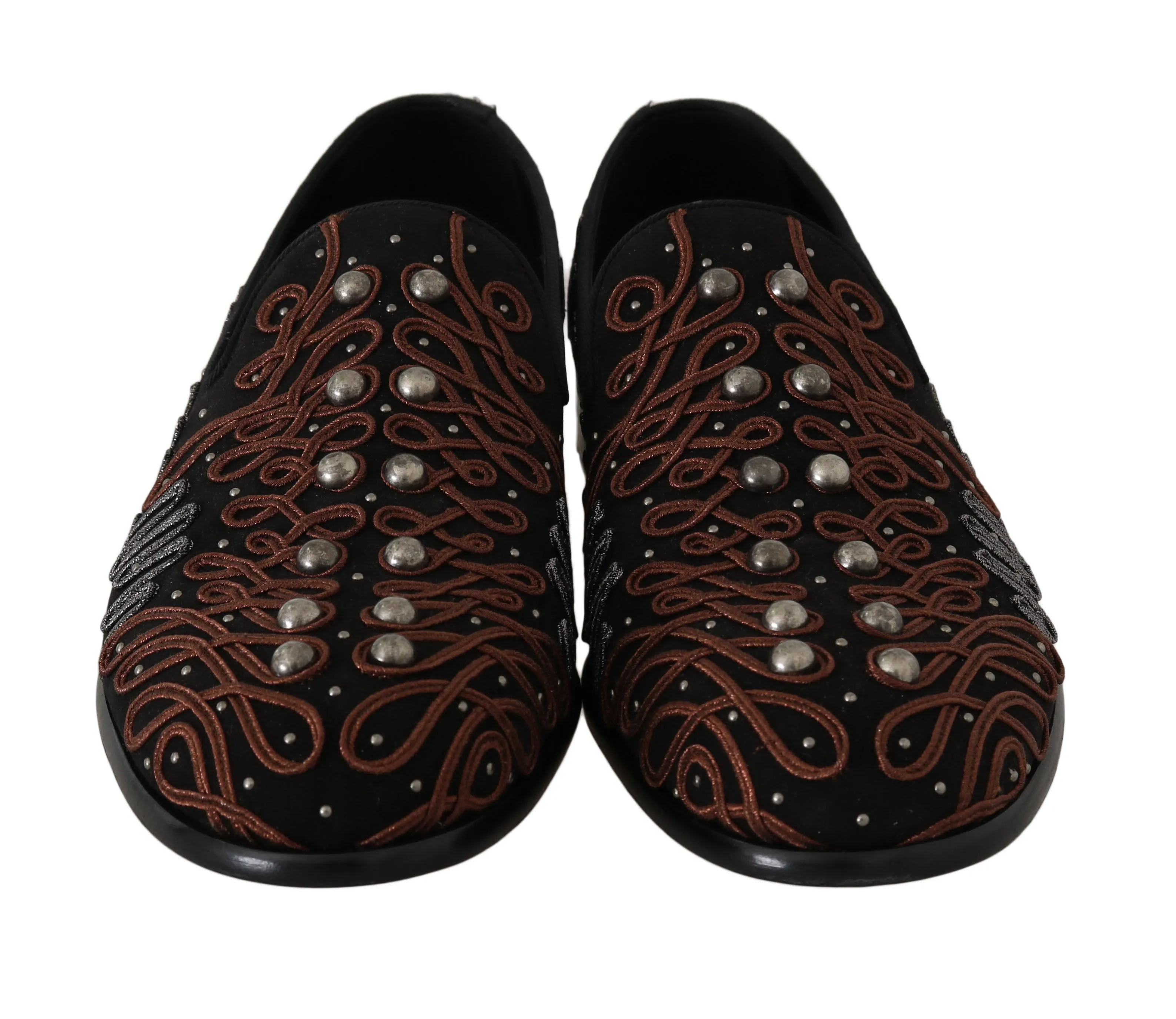Black Suede Ricamo Loafers Slides
