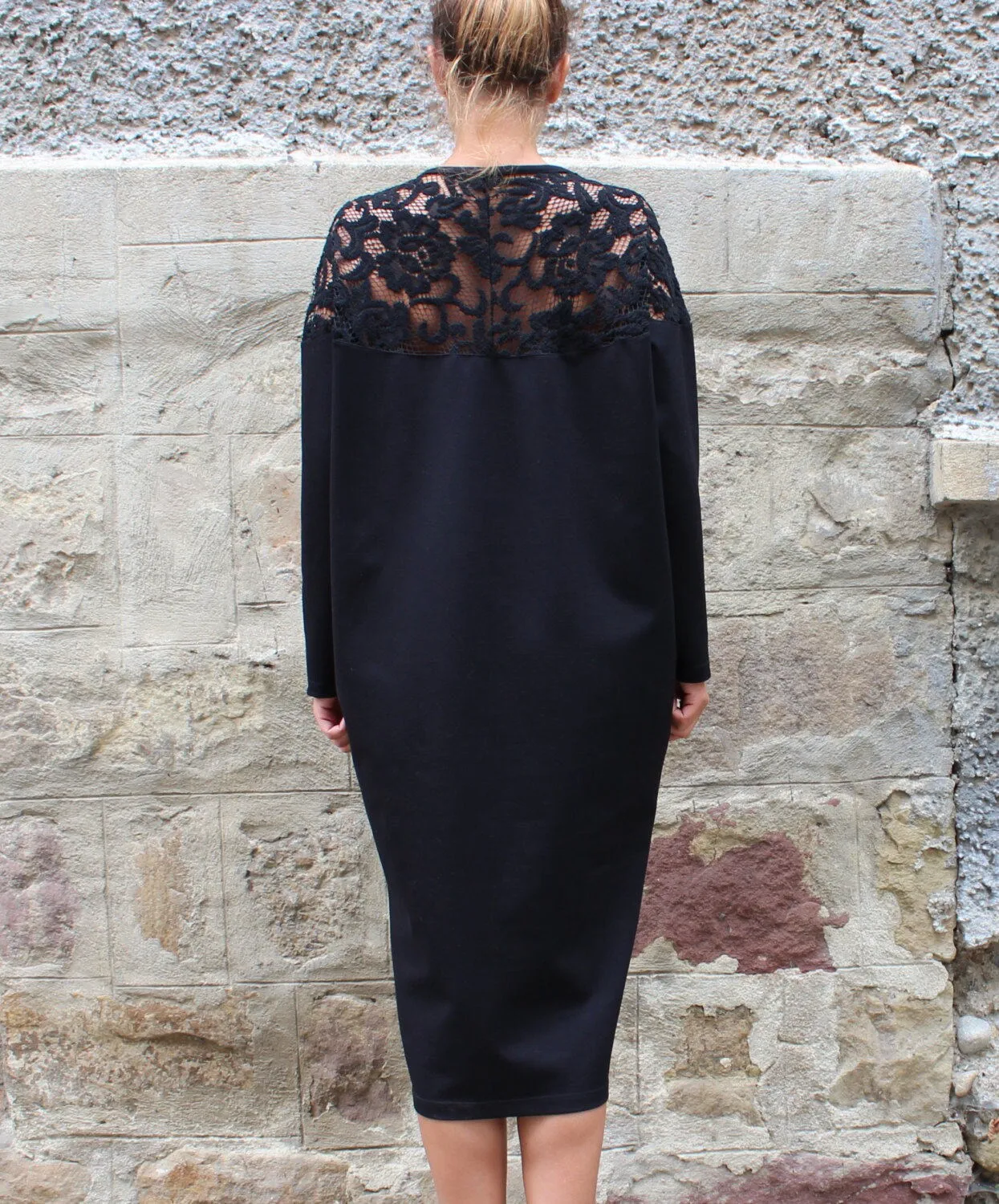 Black Winter Dress, Plus Size Clothing, Black Midi Dress, Long Sleeve Dress, Evening Dress, Black Formal Dress, Midi Cocktail Dress, Loose