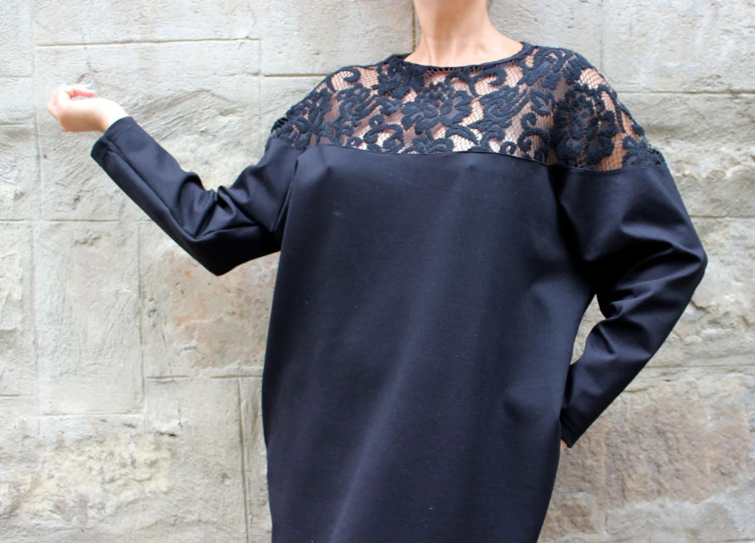 Black Winter Dress, Plus Size Clothing, Black Midi Dress, Long Sleeve Dress, Evening Dress, Black Formal Dress, Midi Cocktail Dress, Loose