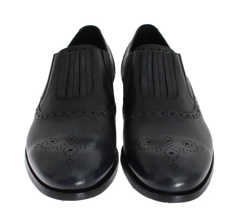 Blue Leather Dress Loafers