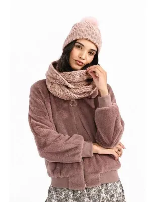 Blush Pink Knitted Hat & Scarf Set