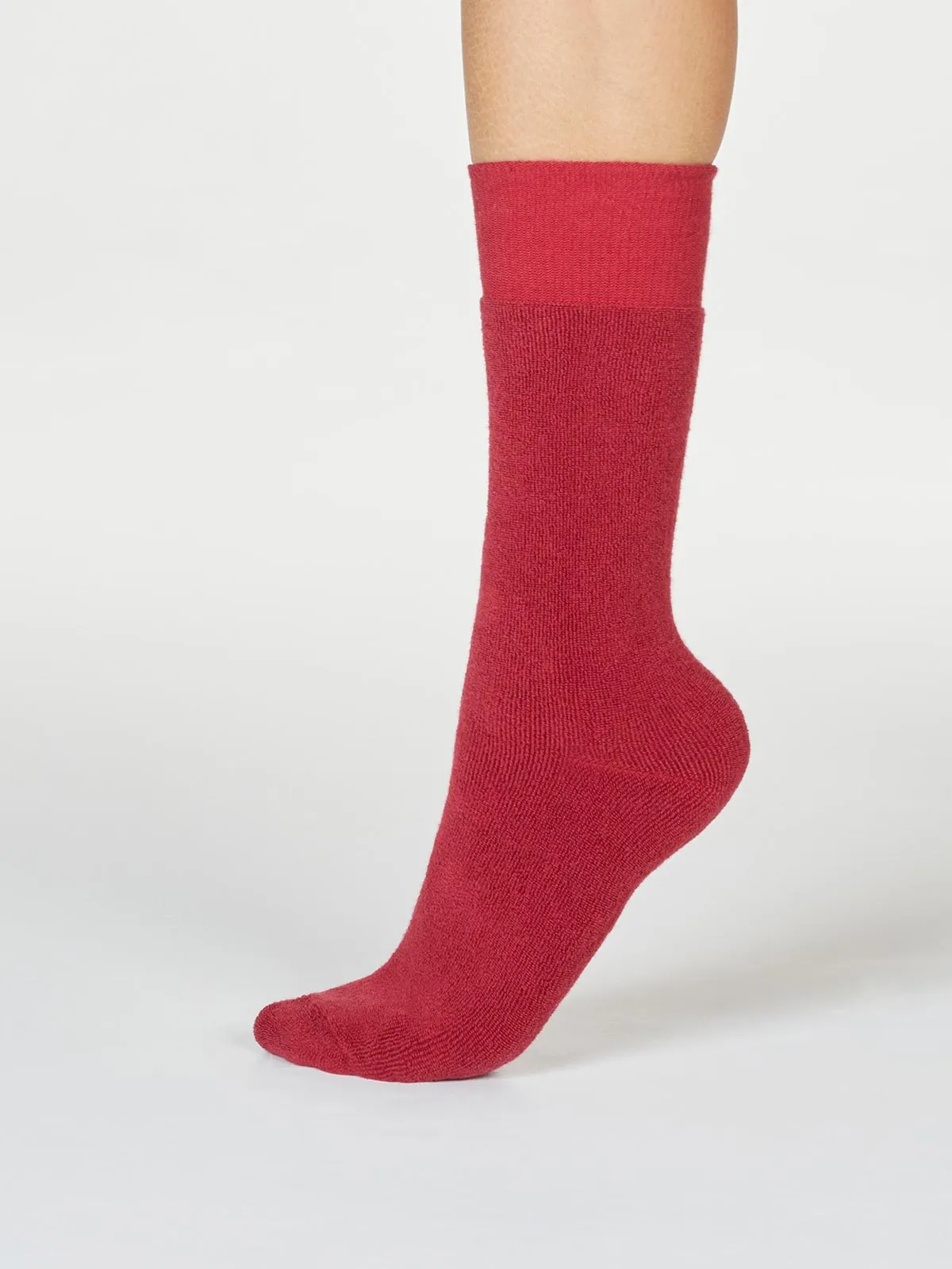Bobbie Cushioned Organic Cotton Walker Socks in Red by Thought, Size 4- 7