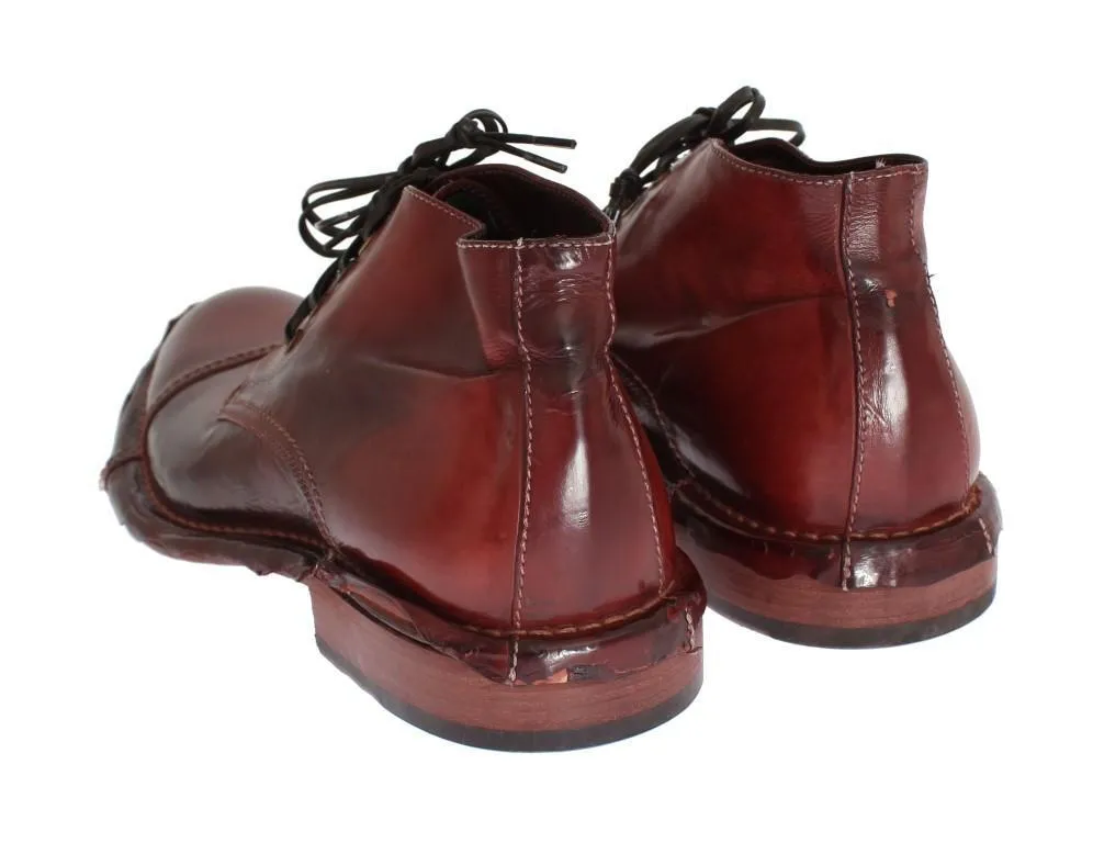 Bordeaux Leather Ankle Chukka Boots