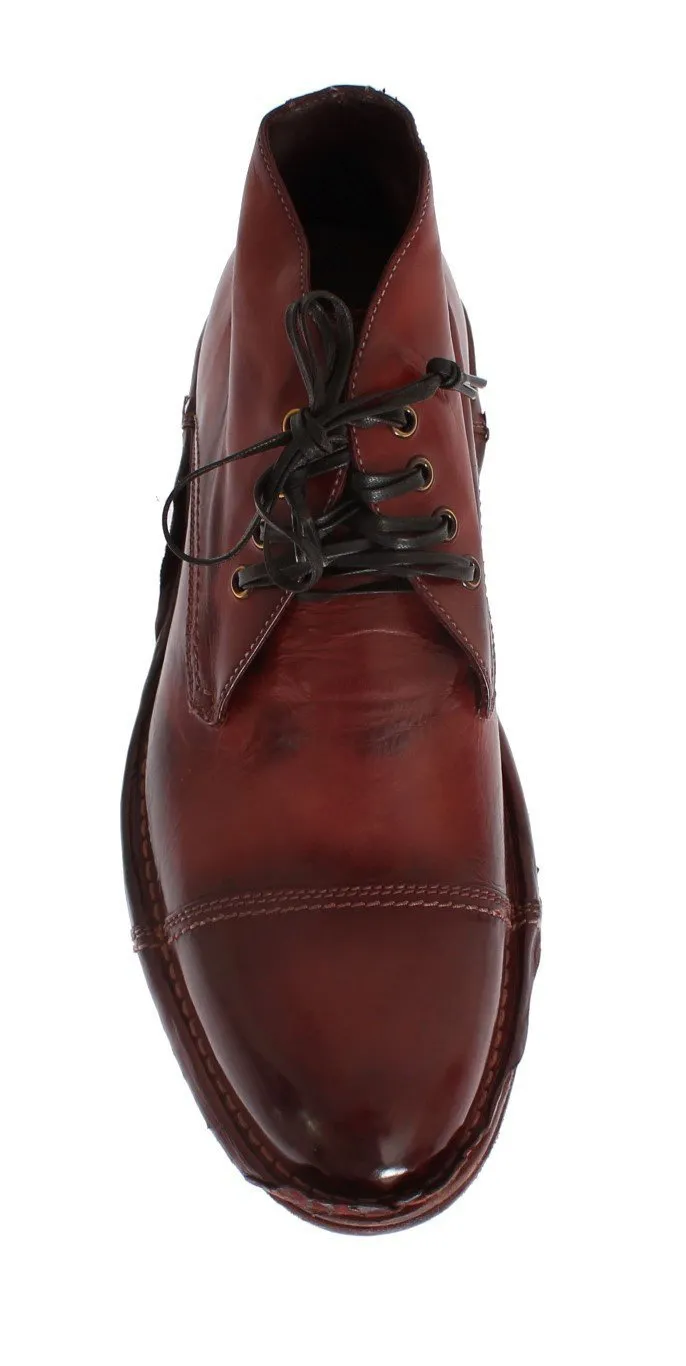 Bordeaux Leather Ankle Chukka Boots