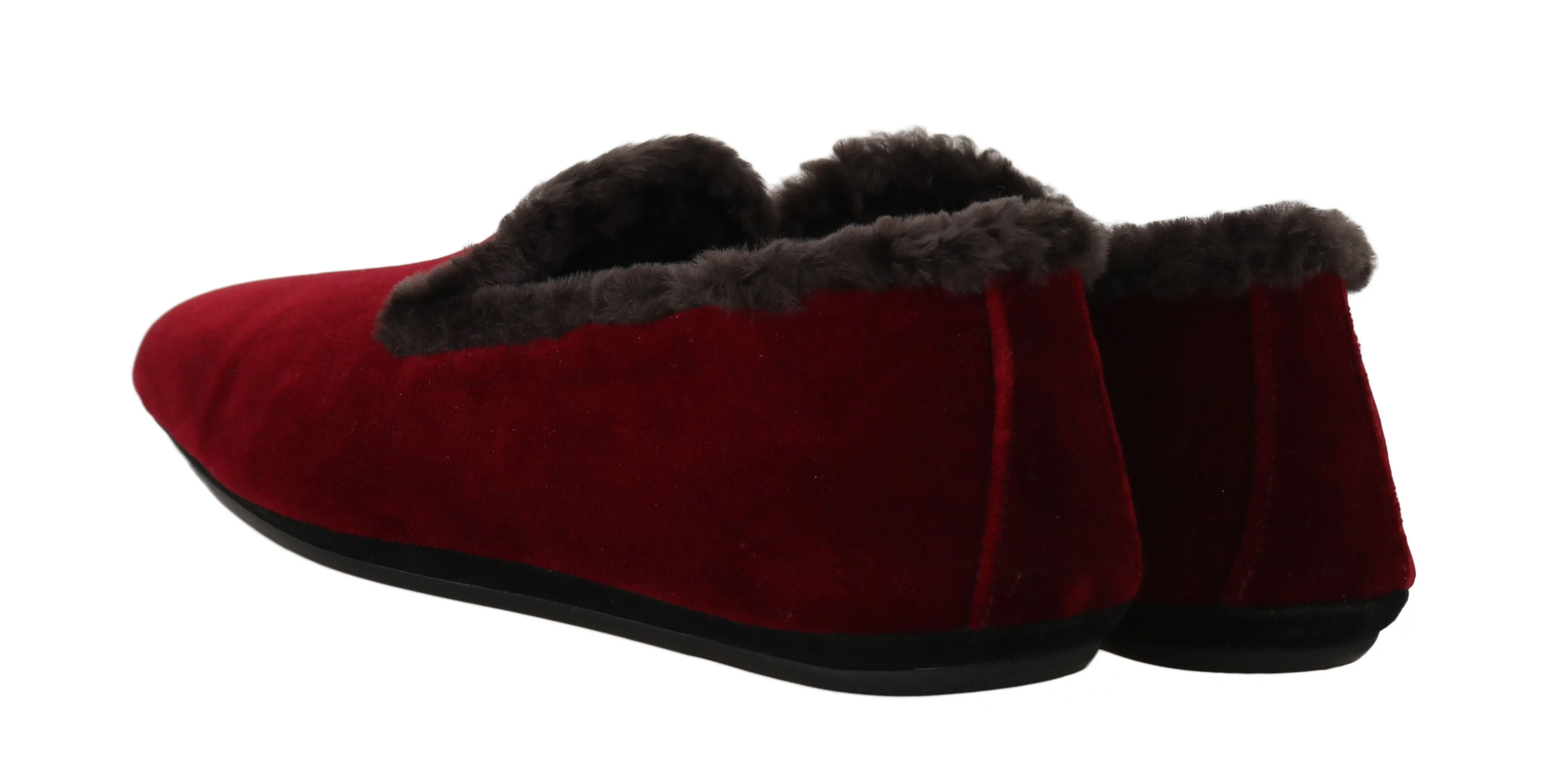 Bordeaux Velvet Shearling Dress Loafers