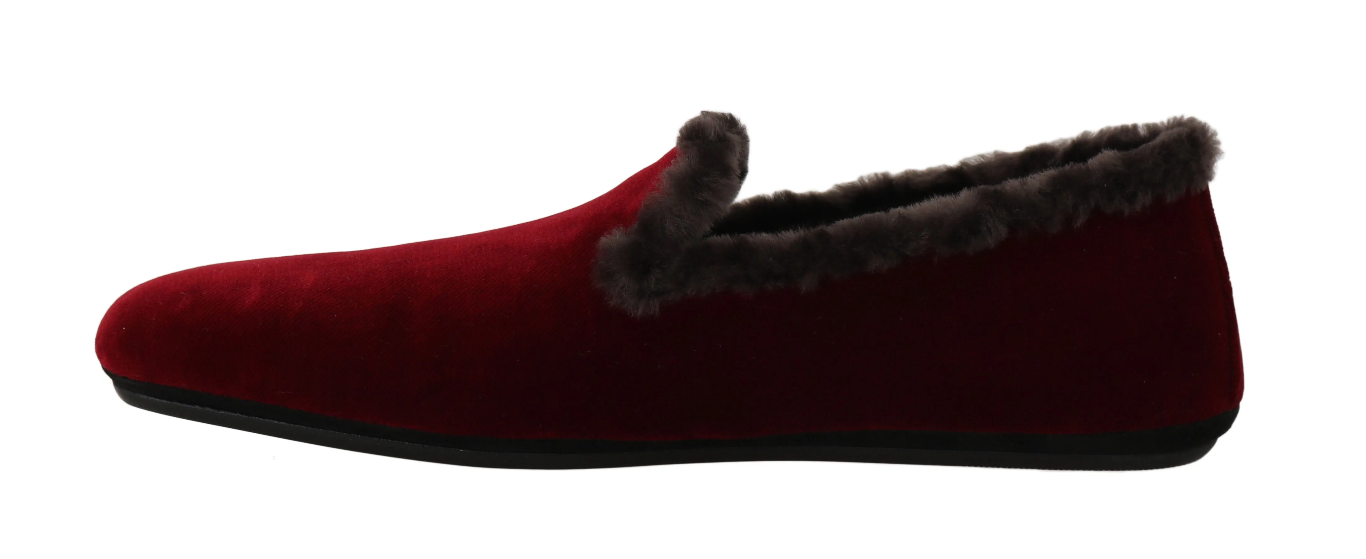 Bordeaux Velvet Shearling Dress Loafers