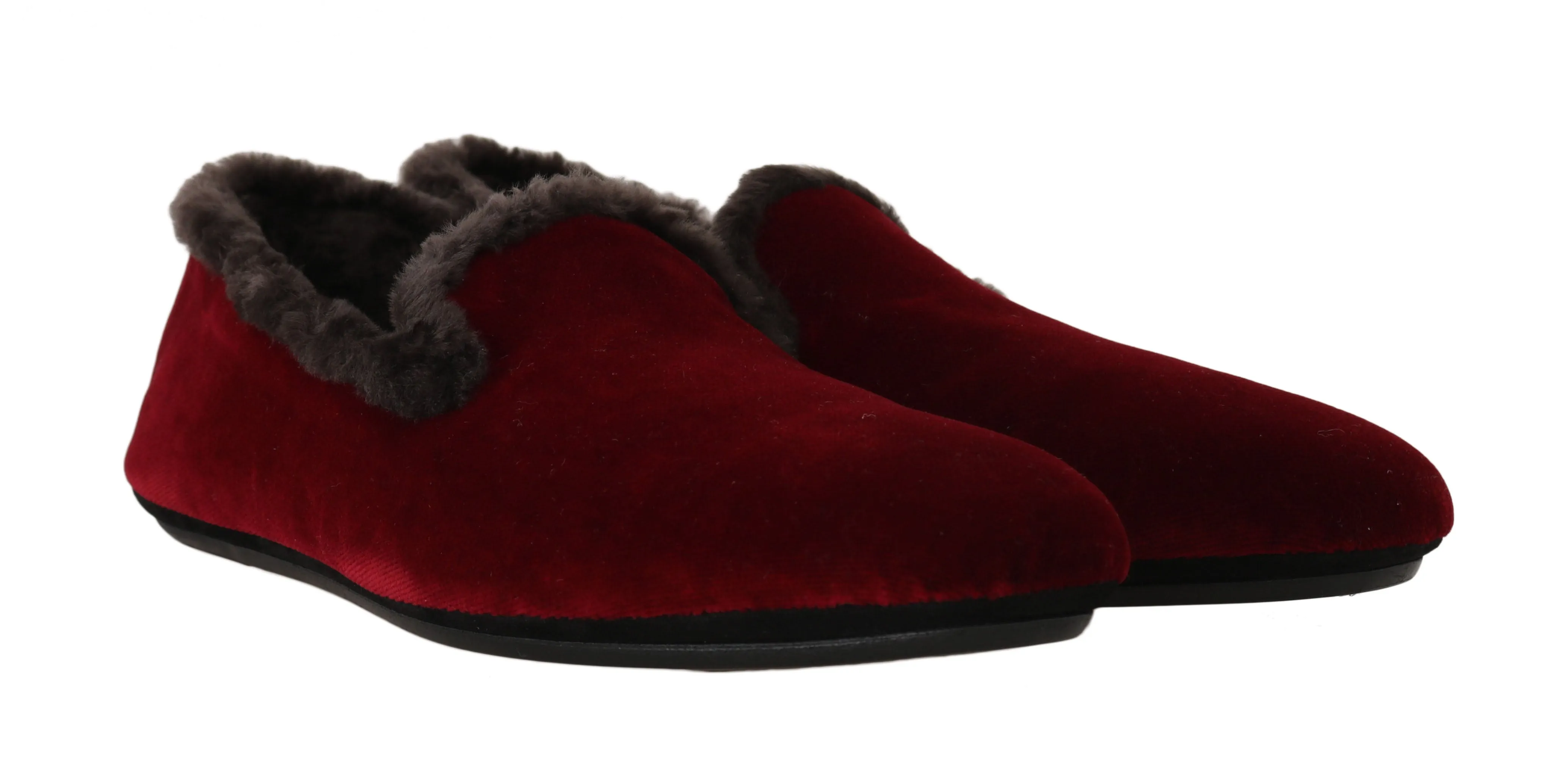 Bordeaux Velvet Shearling Dress Loafers