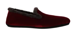 Bordeaux Velvet Shearling Dress Loafers