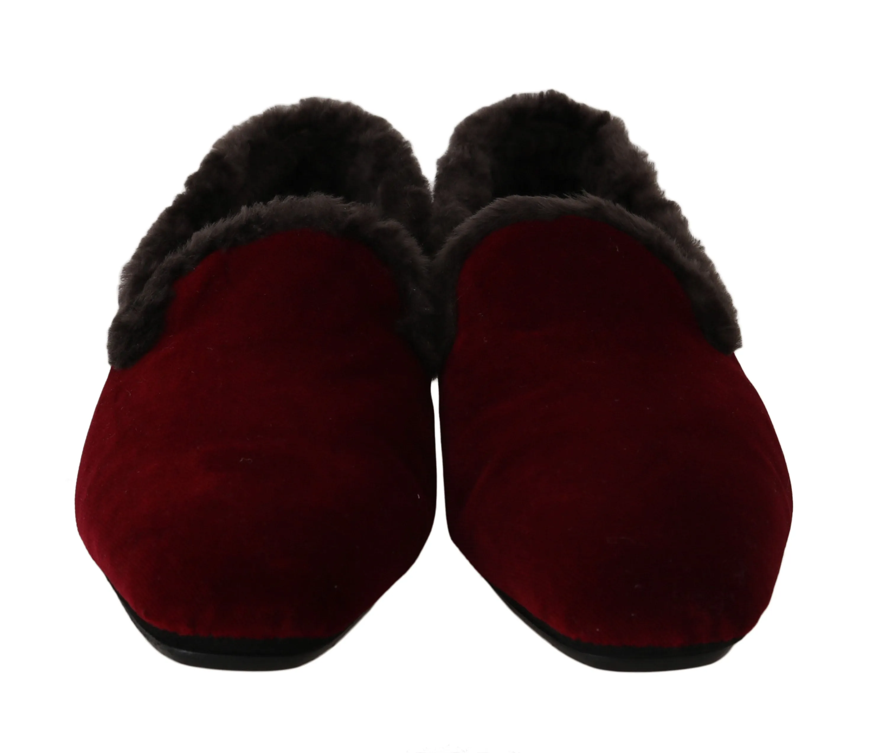 Bordeaux Velvet Shearling Dress Loafers
