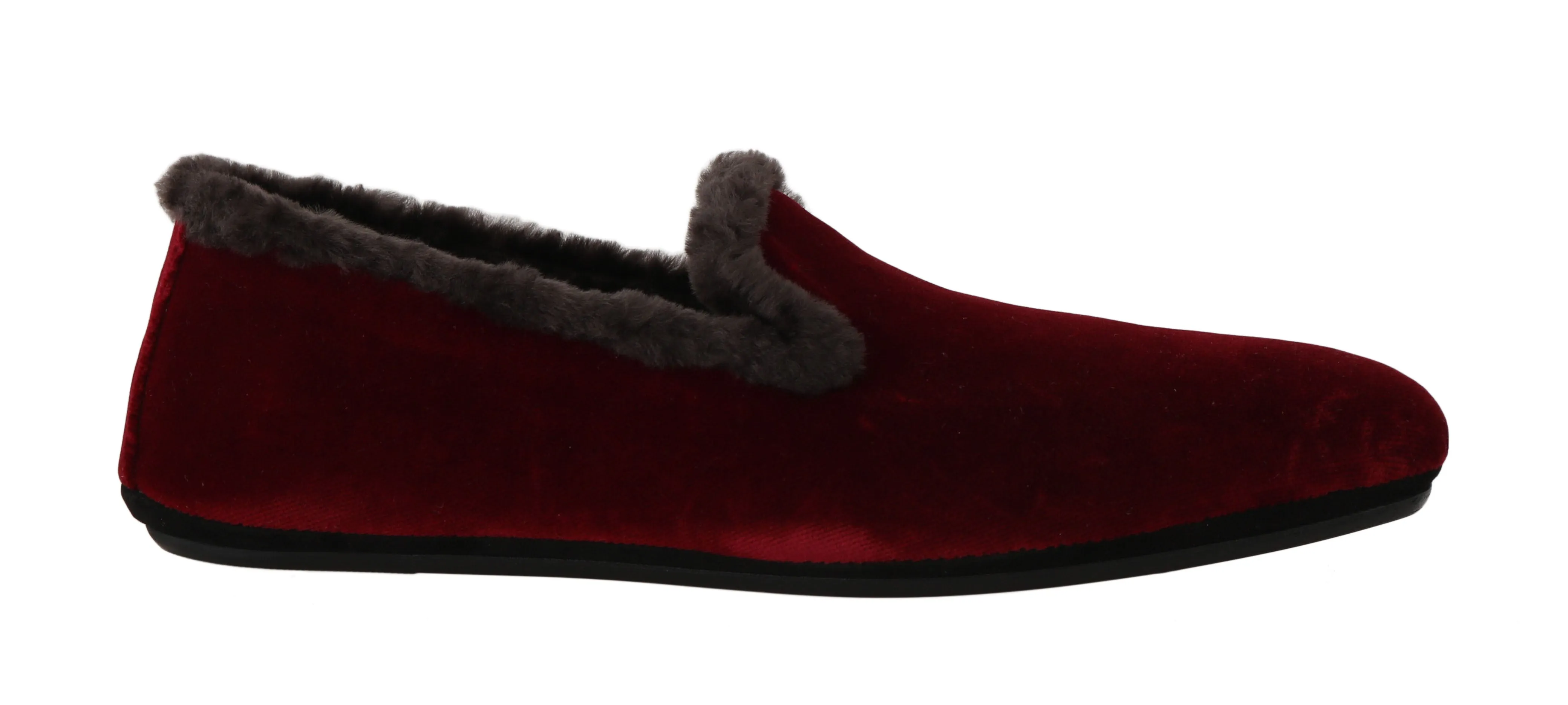 Bordeaux Velvet Shearling Dress Loafers
