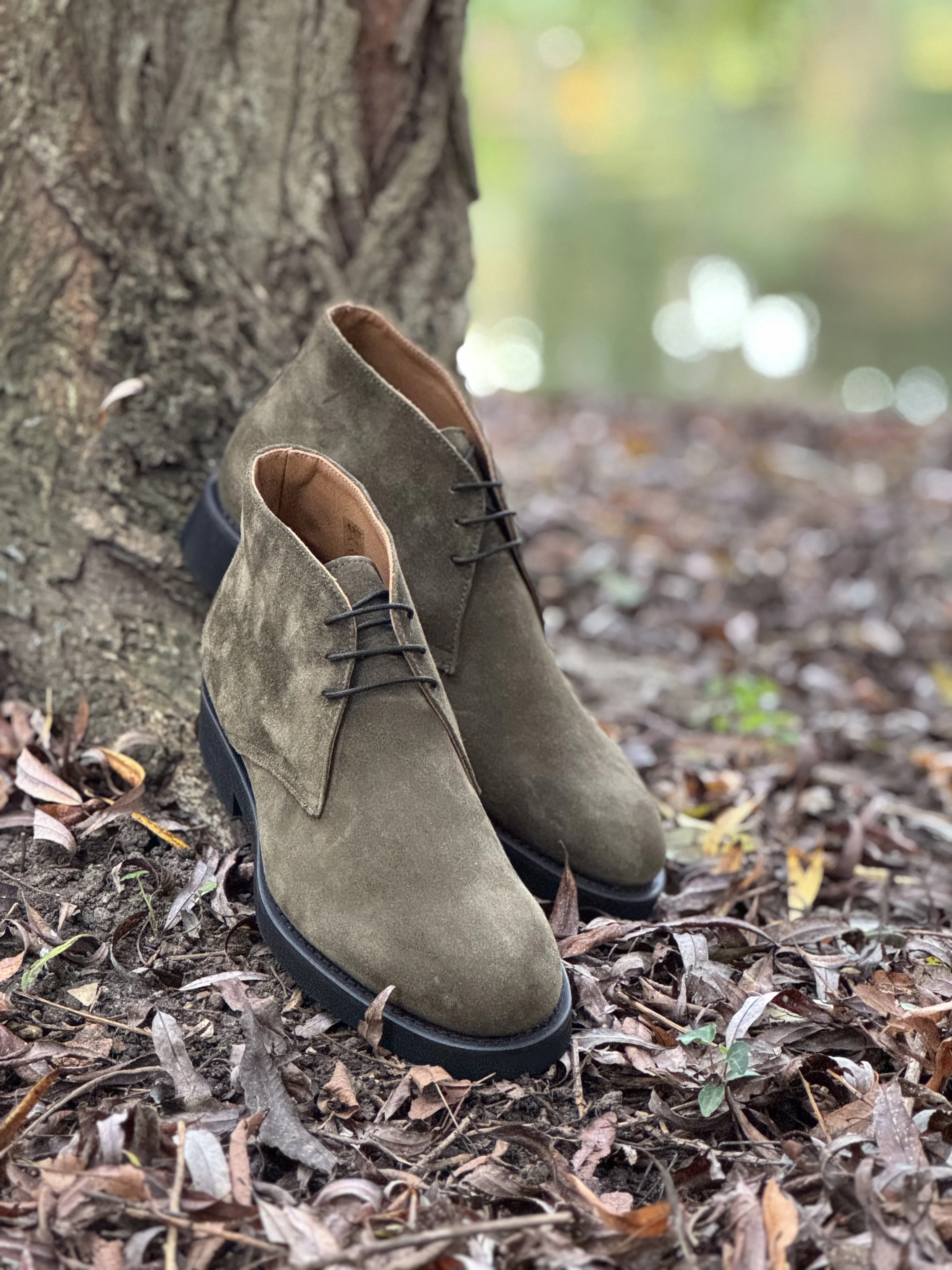 Bottines Chukka Saul 376 veau velours kaki