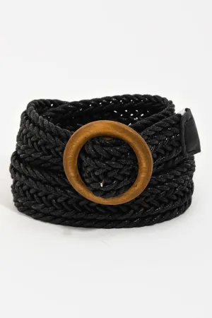 Braided Wood Buckle Belt