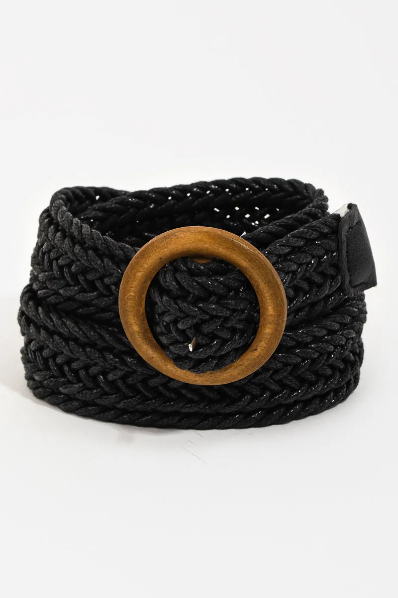 Braided Wood Buckle Belt