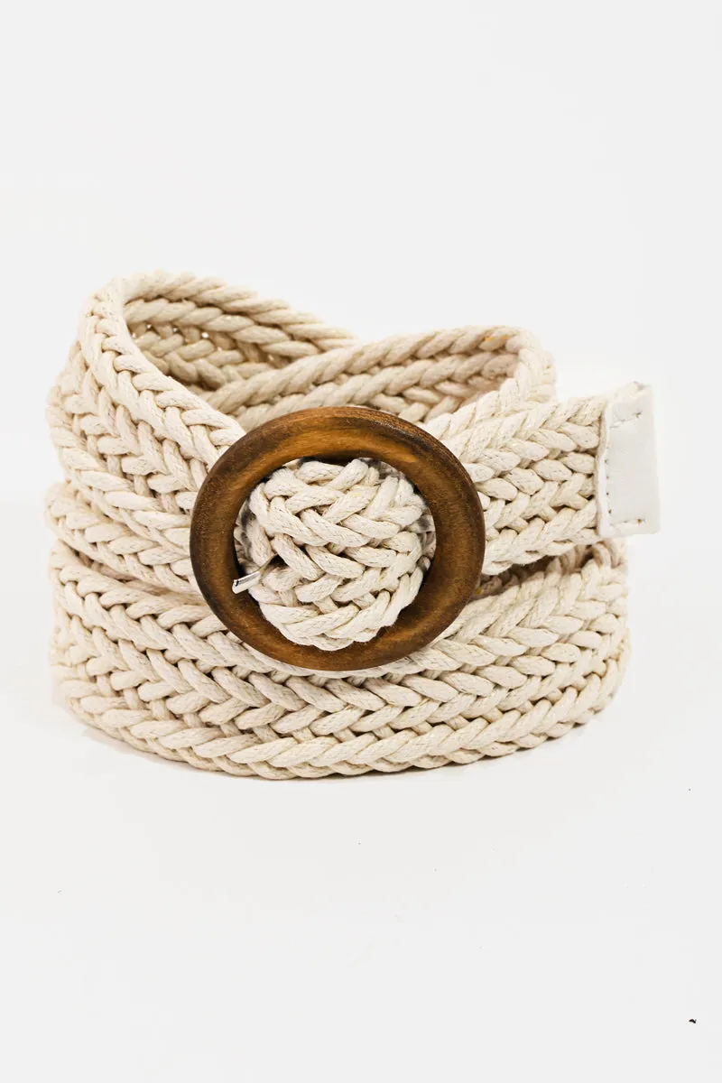 Braided Wood Buckle Belt