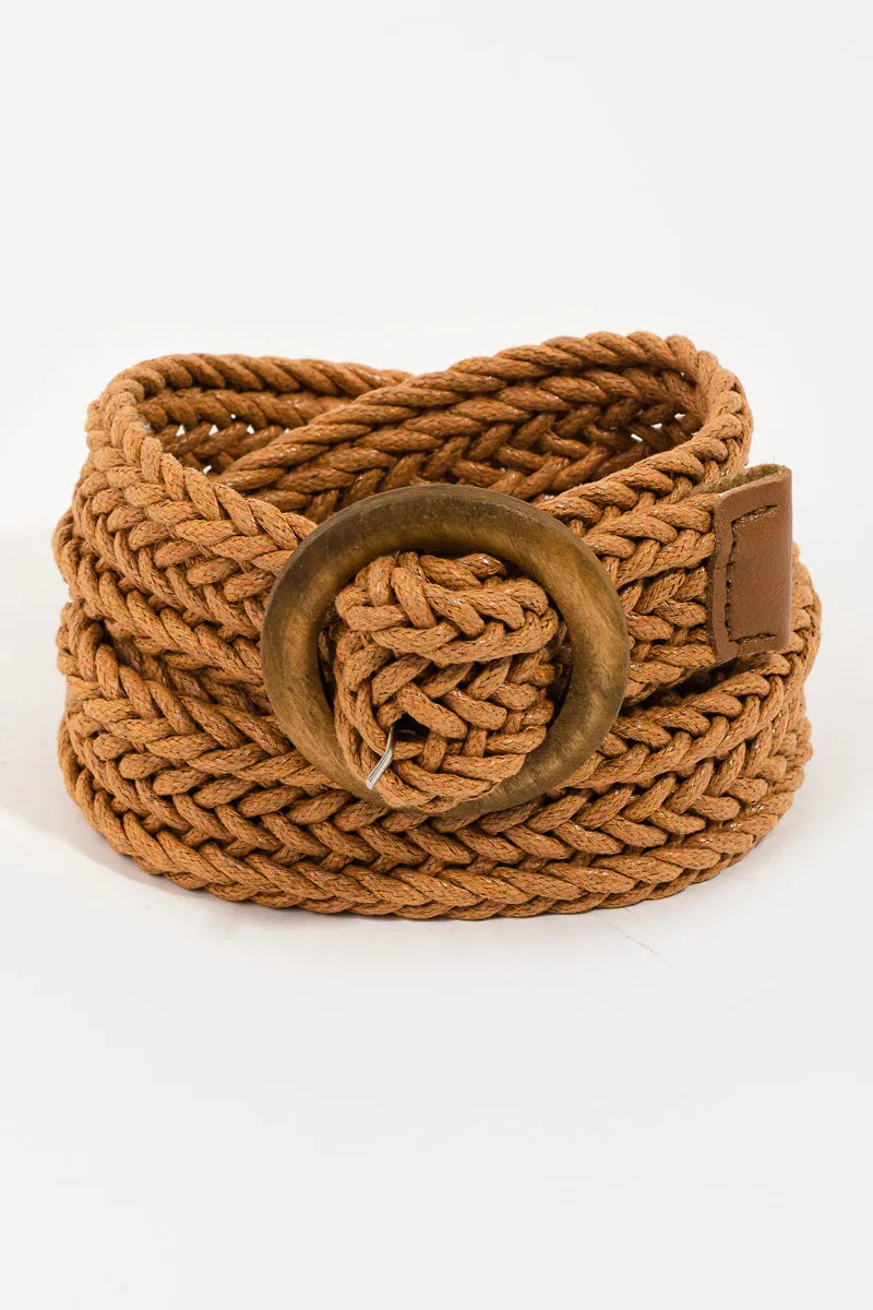 Braided Wood Buckle Belt