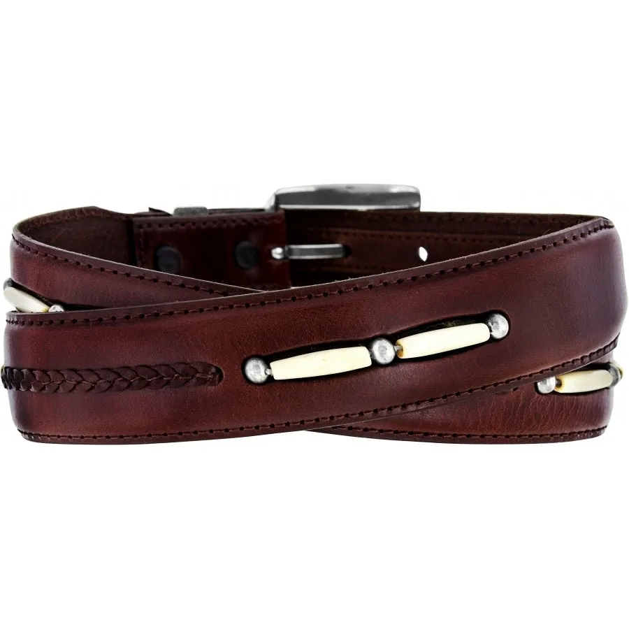 Brighton Brown Beaded/Braided Toronto Tapered Belt for Men