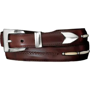 Brighton Brown Beaded/Braided Toronto Tapered Belt for Men