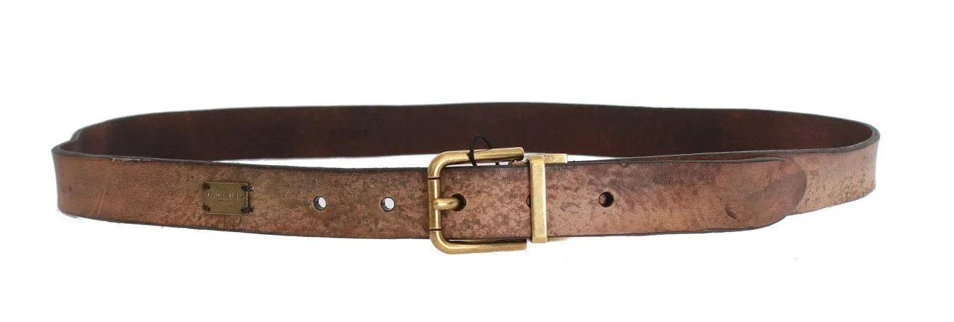 Brown Leather Gold Buckle Belt
