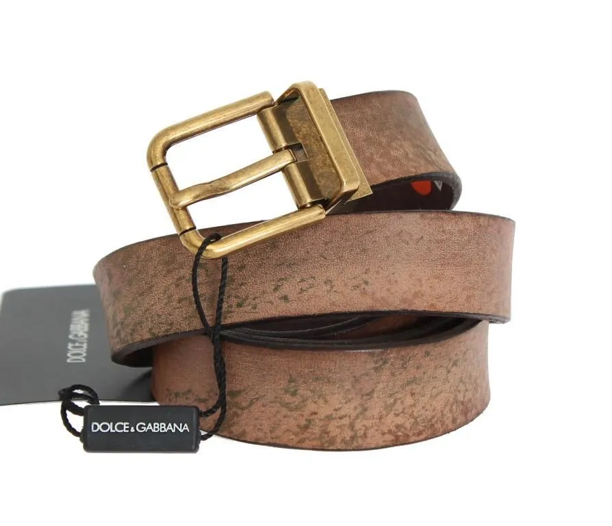 Brown Leather Gold Buckle Belt
