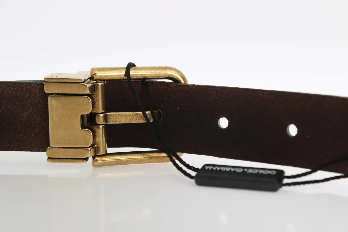 Brown Leather Gold Buckle Belt