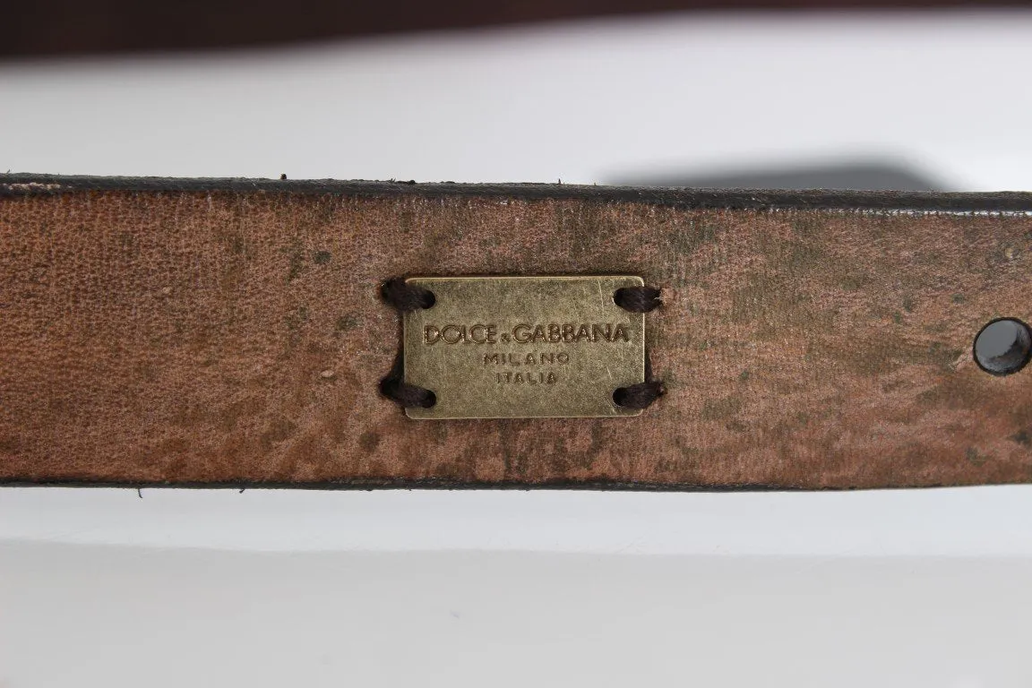 Brown Leather Gold Buckle Belt