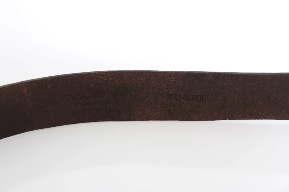 Brown Leather Gold Buckle Belt