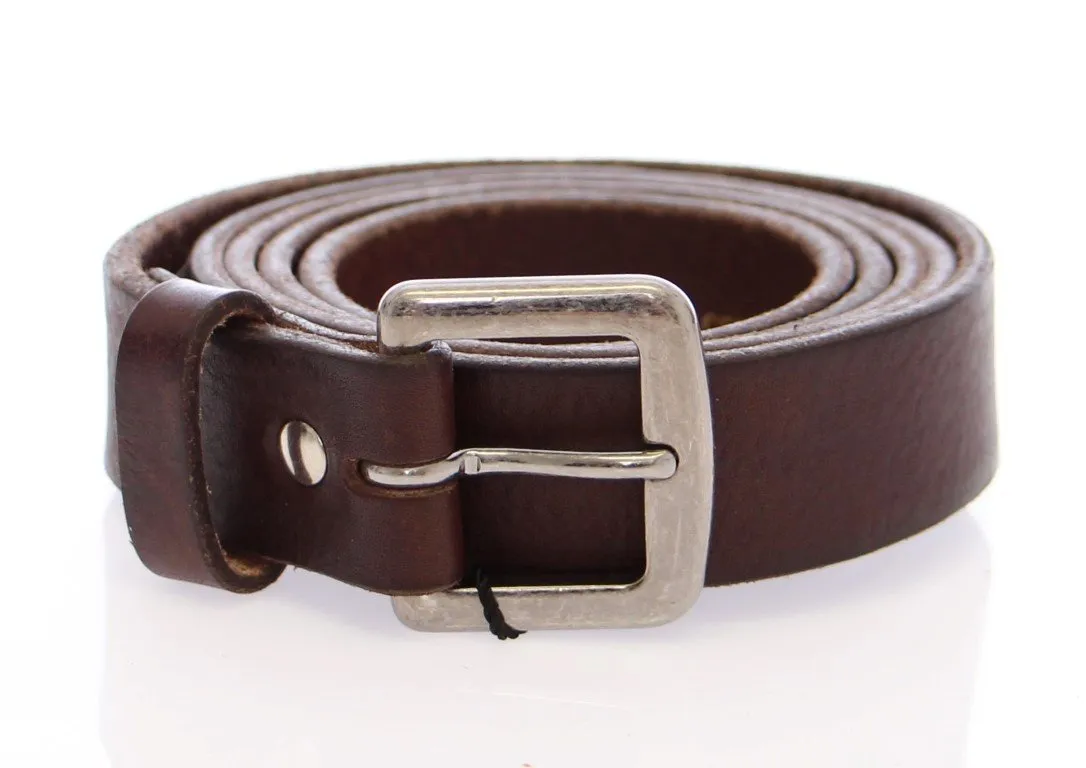 Brown Leather Logo Belt
