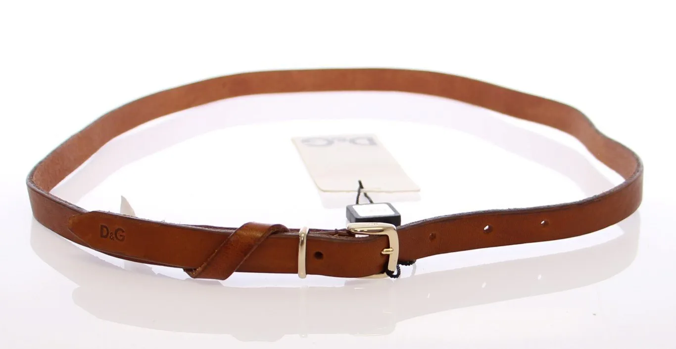 Brown Leather Logo Belt