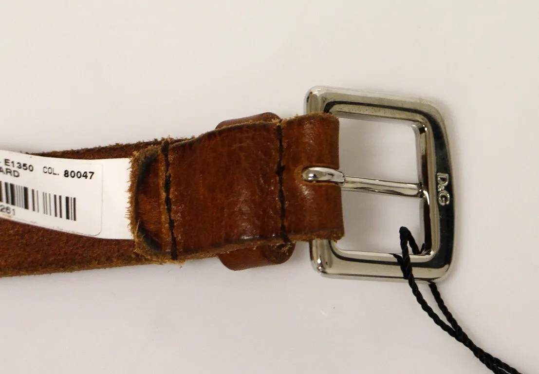 Brown Leather Logo Belt