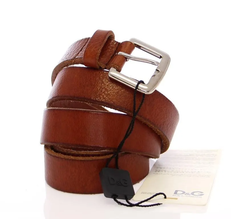 Brown Leather Logo Belt