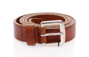Brown Leather Logo Belt