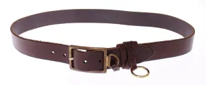 Brown Leather Logo Waist Gold Buckle Belt