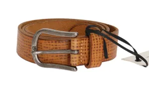 Brown Leather Silver Buckle Belt