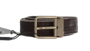 Brown Viscose Leather Gold Buckle Belt