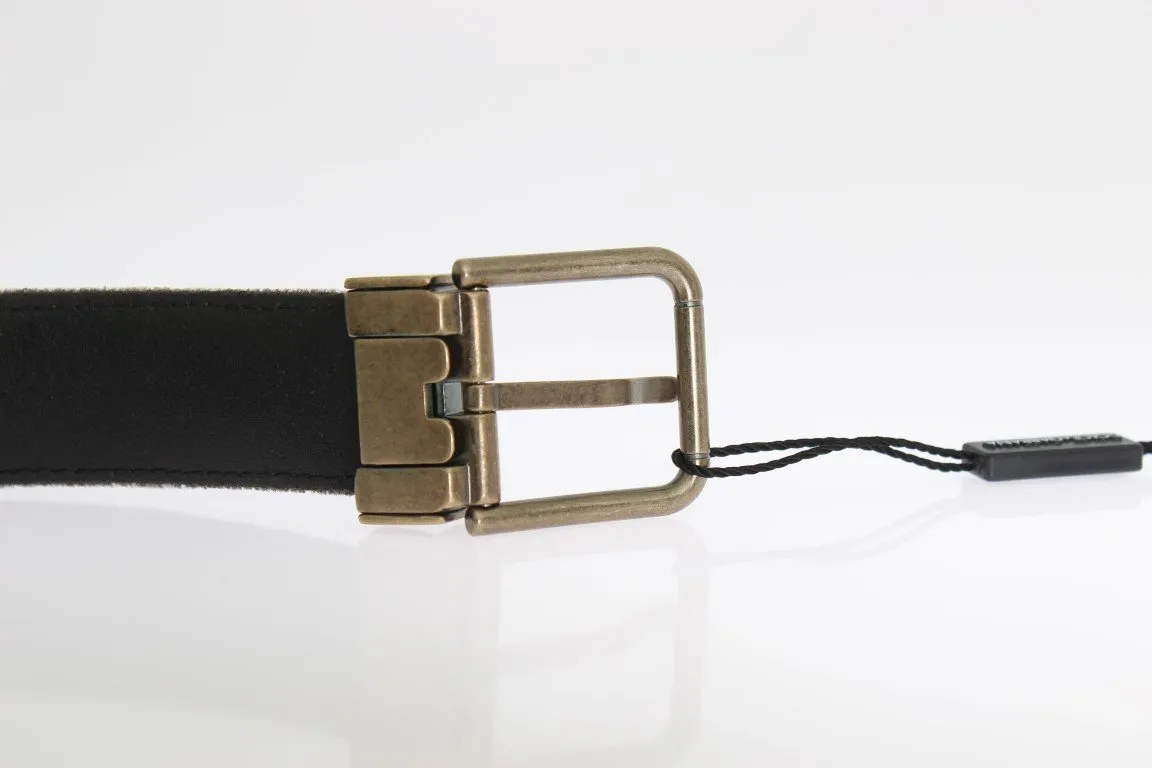 Brown Viscose Leather Gold Buckle Belt