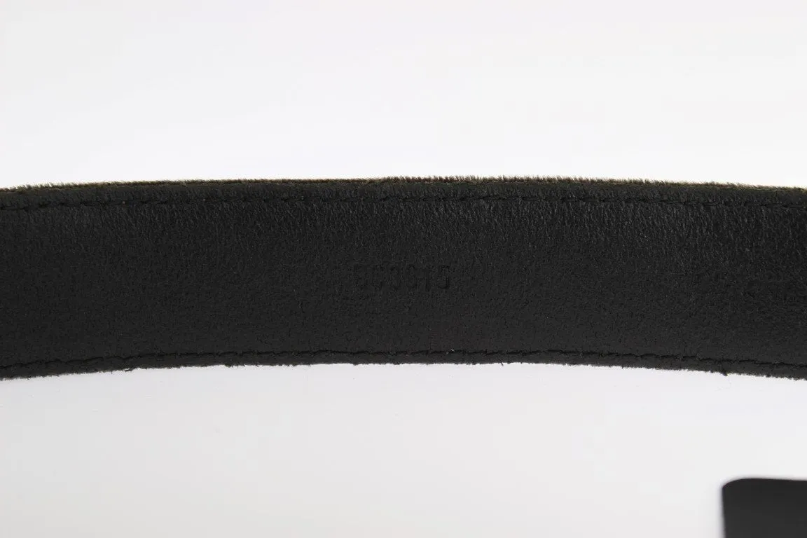 Brown Viscose Leather Gold Buckle Belt