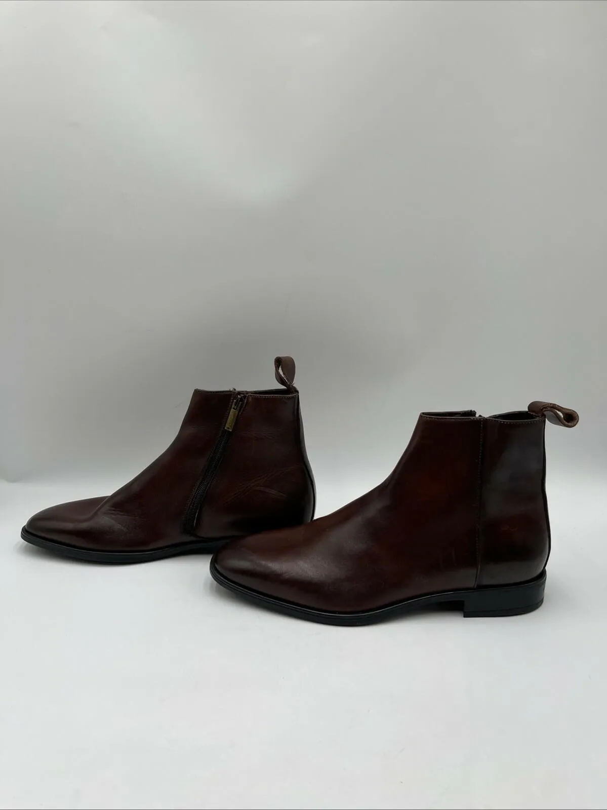 Bruno Magli Milton Mens Brown Leather Zipper Casual Dress Boots Size 7.5 - Very Good