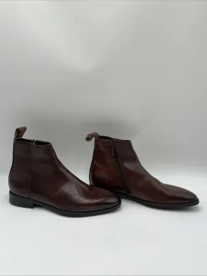 Bruno Magli Milton Mens Brown Leather Zipper Casual Dress Boots Size 7.5 - Very Good
