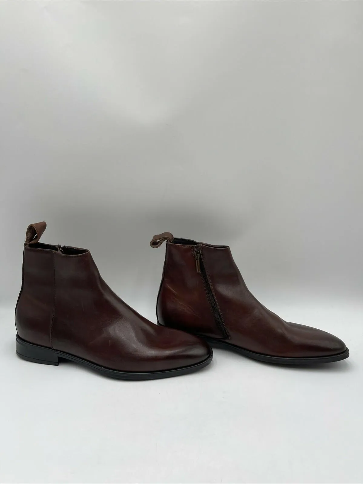 Bruno Magli Milton Mens Brown Leather Zipper Casual Dress Boots Size 7.5 - Very Good