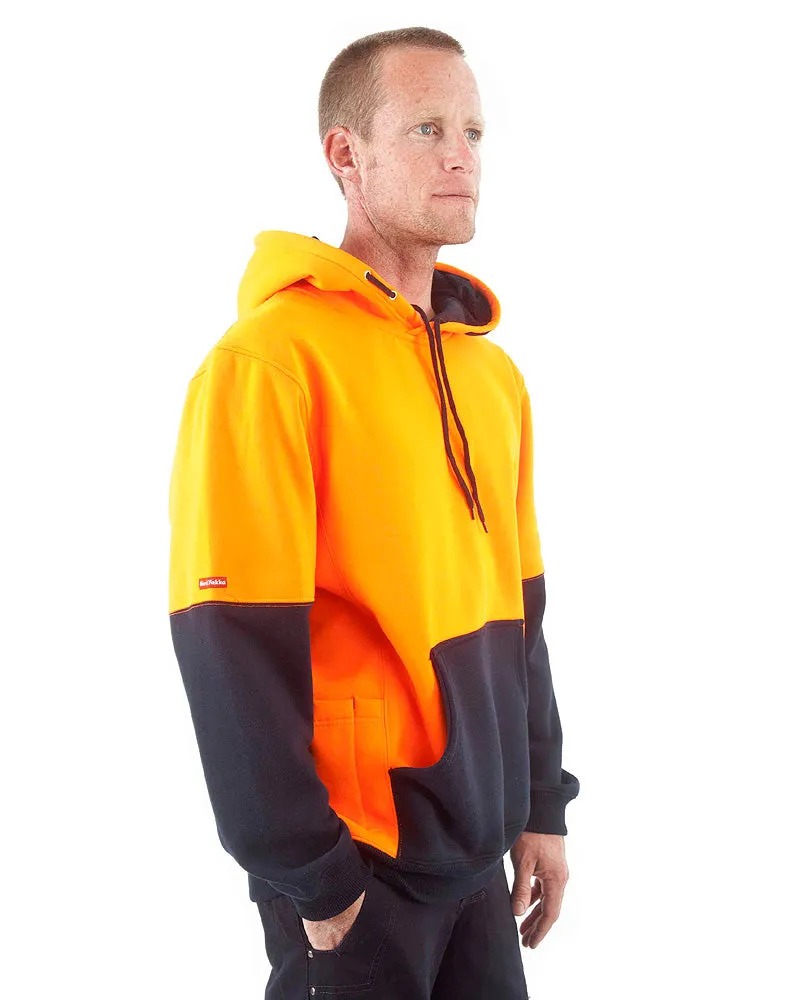 Brushed Fleece Hoodie - Orange/Navy